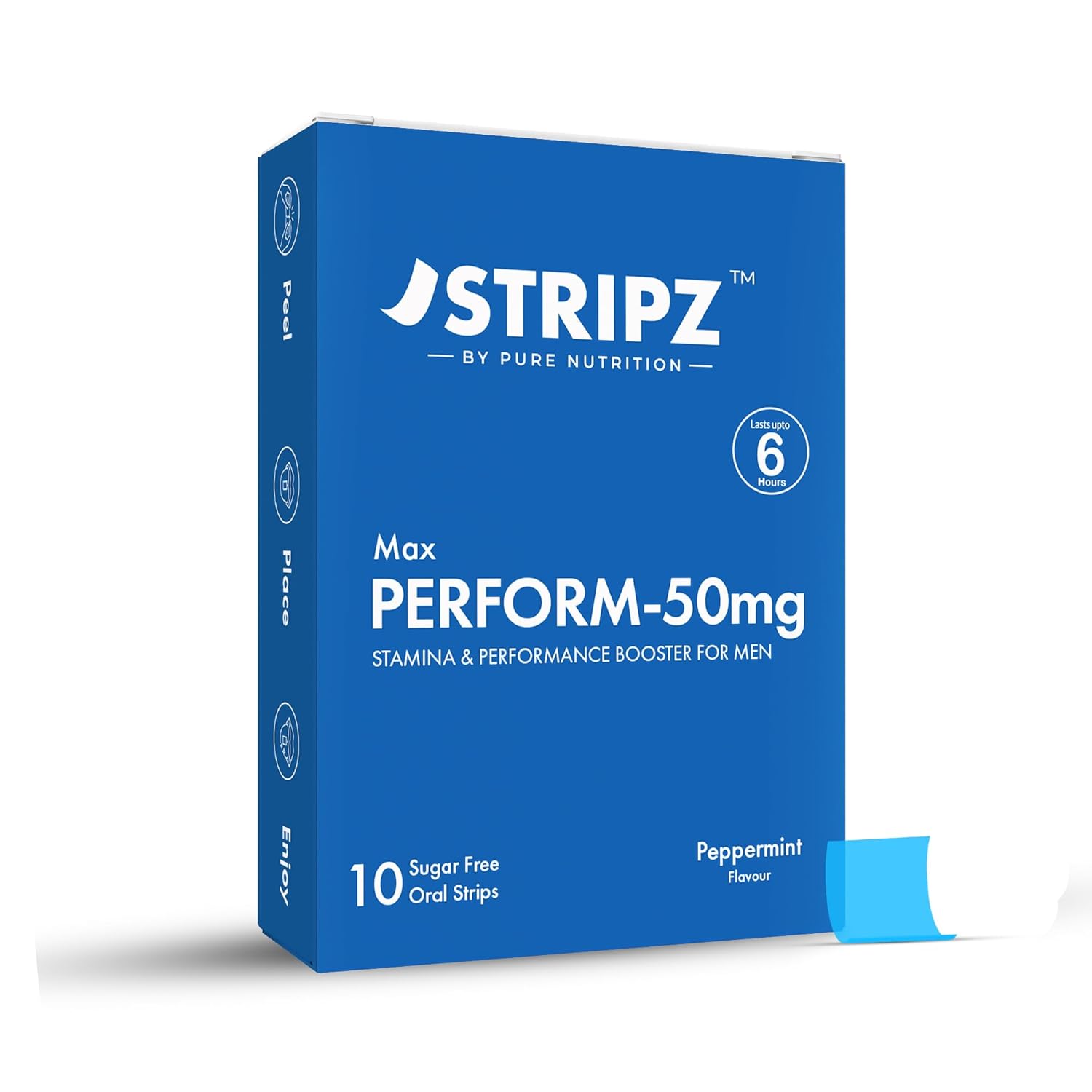 Pure Nutrition STRIPZ Max Perform-50mg |10 Oral Strips | Sugar Free Peppermint Flavour | Fast Dissolving Performance & Stamina Support Strips | Oral Strips for Men