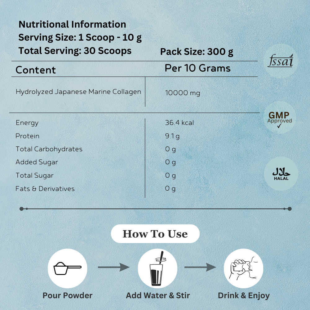 INJA Life Pro Collagen Natural for Joints, Bones & Skin Health - 300gm Powder