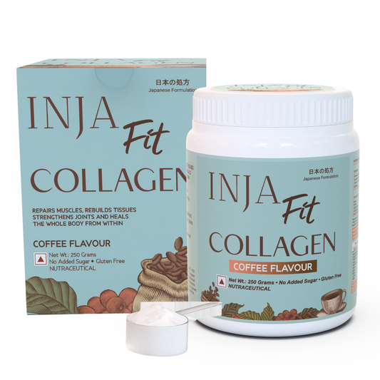 Inja Fit Collagen Powder for Muscle, Joint & Tissue Health | Flavour Powder Coffee - 250gm Powder