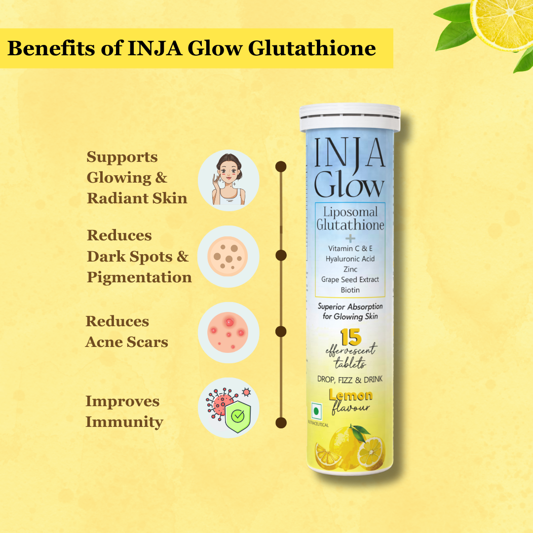 Inja Glow Liposomal Glutathione Tablets Fizz & Drink Effervescent Tablets - Lemon