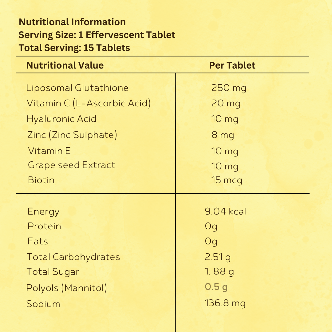 Inja Glow Liposomal Glutathione Tablets Fizz & Drink Effervescent Tablets - Lemon