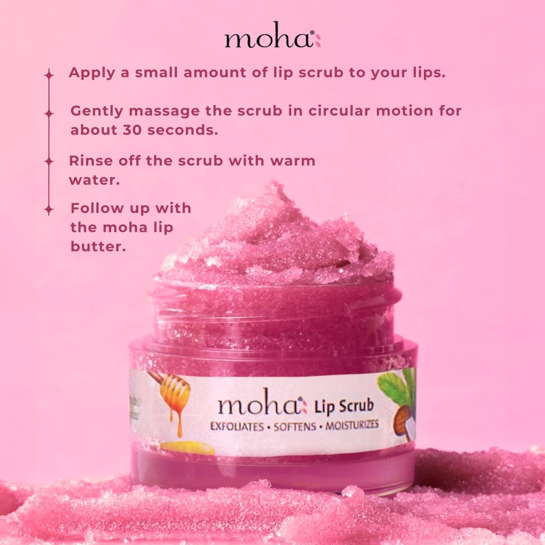 Moha Exfoliating Lip Scrub 12g - Natural Lip Polish for Dark Lips & Chapped Skin