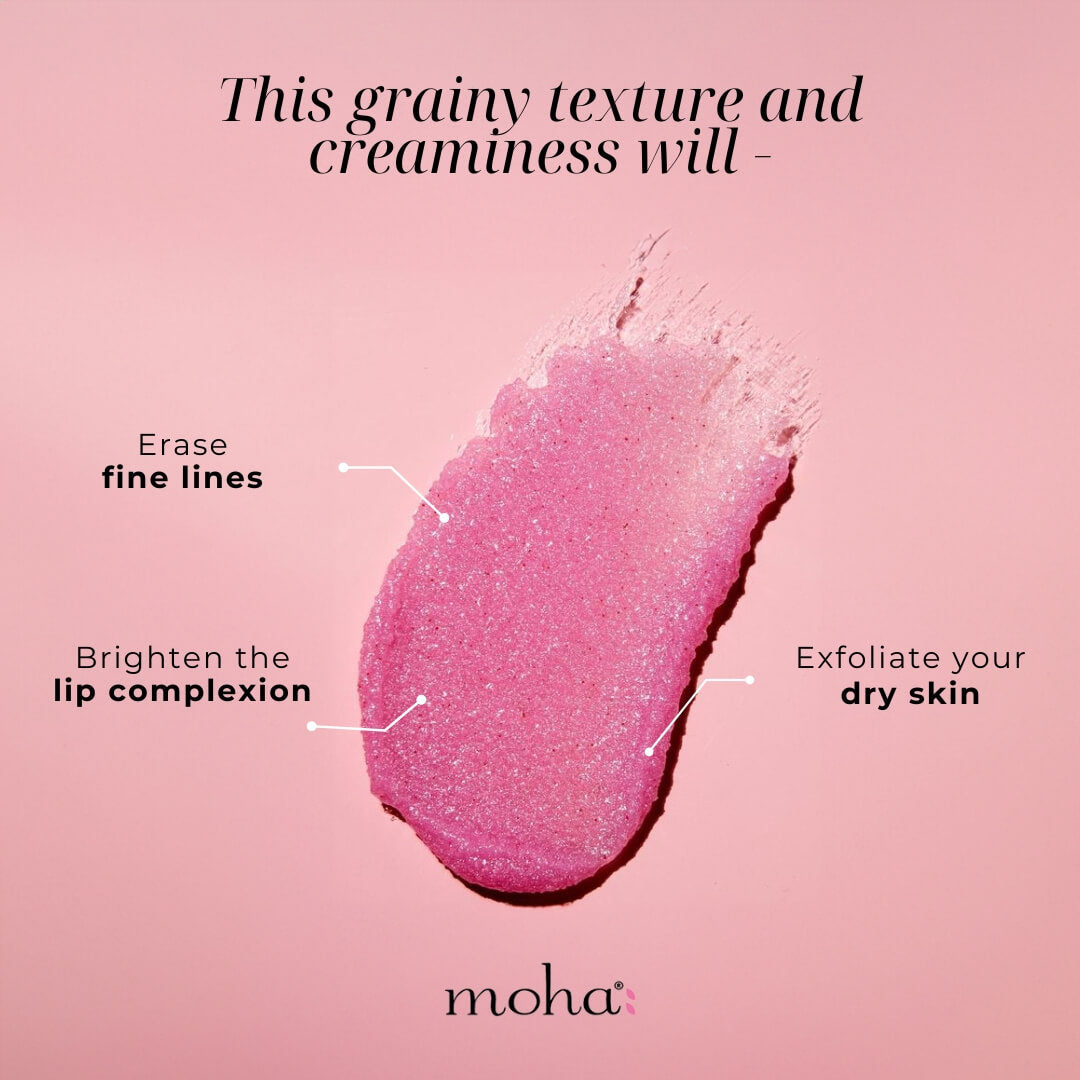 Moha Exfoliating Lip Scrub 12g - Natural Lip Polish for Dark Lips & Chapped Skin