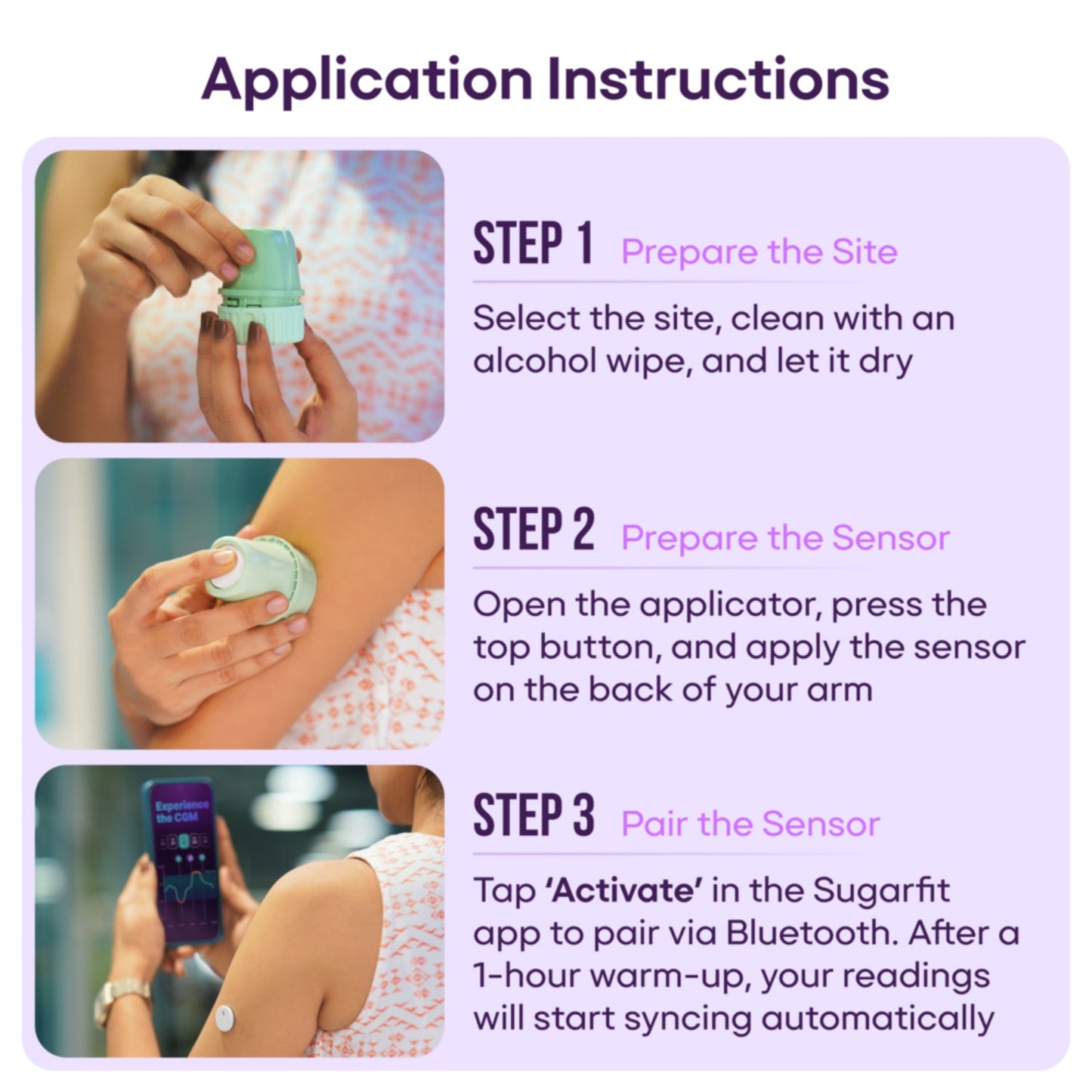 Sugar.fit Smart Glucose Monitoring, Real-Time Blood Sugar Level Tracking, Bluetooth-Enabled, Last upto 15 days