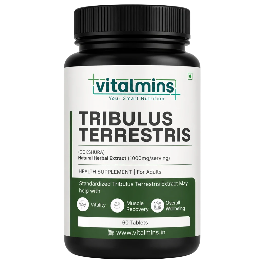 Vitalmins Tribulus Terrestris Tablets | Standardized Extract for Peak Athletic Performance, Physical Strength & Daily Vitality – 60 Tablets