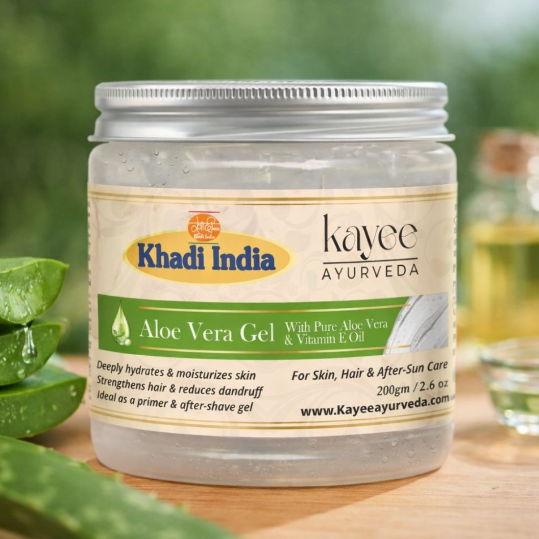 Kayee Ayurveda Aloe Vera Gel for Face, Hair & Skin | Pure Herbal Aloe Vera Gel for Moisturizing, Soothing & Hydrating Care | Lightweight Non-Sticky Gel for Dry, Normal & Oily Skin | Daily Skincare & Haircare | 200 g