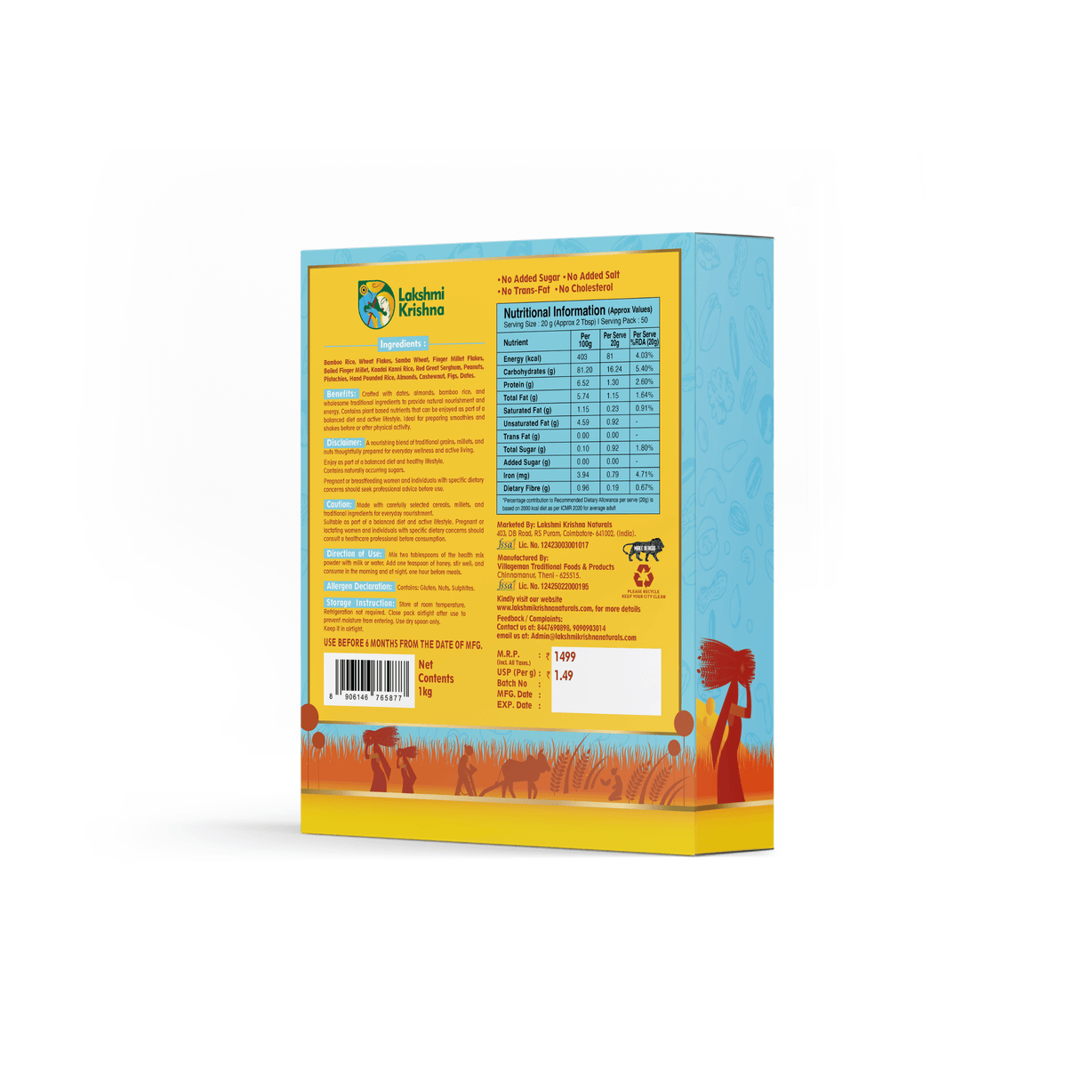 Lakshmi Krishna Naturals Natural Mass Weight Gain Powder | 1 kg