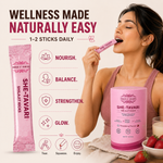Herbs O' Shrubs She-Tavari Shilajit Kicks | Ayurvedic Women Wellness Supplement with Shatavari, Shilajit, Saffron, Honey & Strawberry | Supports Hormonal Balance, Energy, Mood & Vitality, 30 Sticks