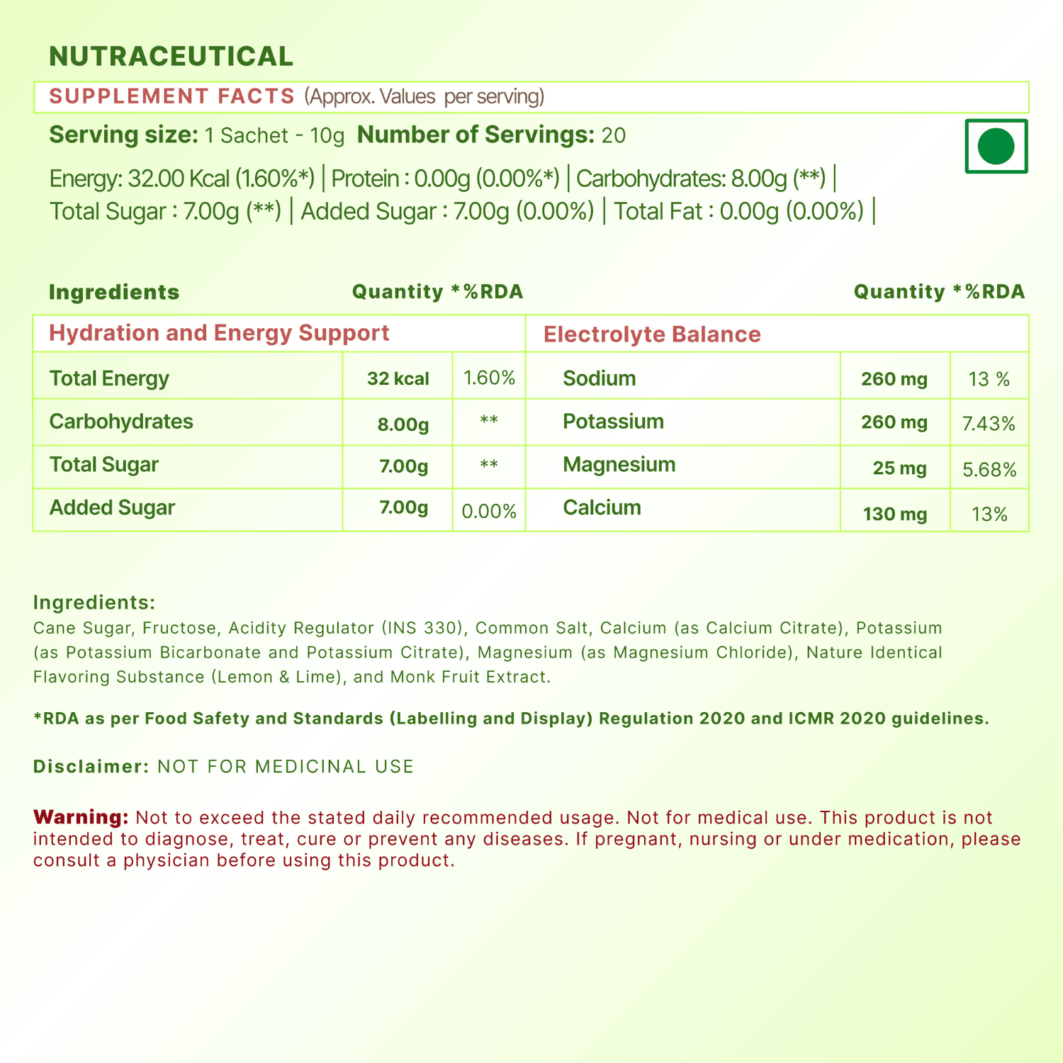 WishNew Wellness Hydrafuel Instant Energy Drink Mix - Lemon Sachet (10gm Each)
