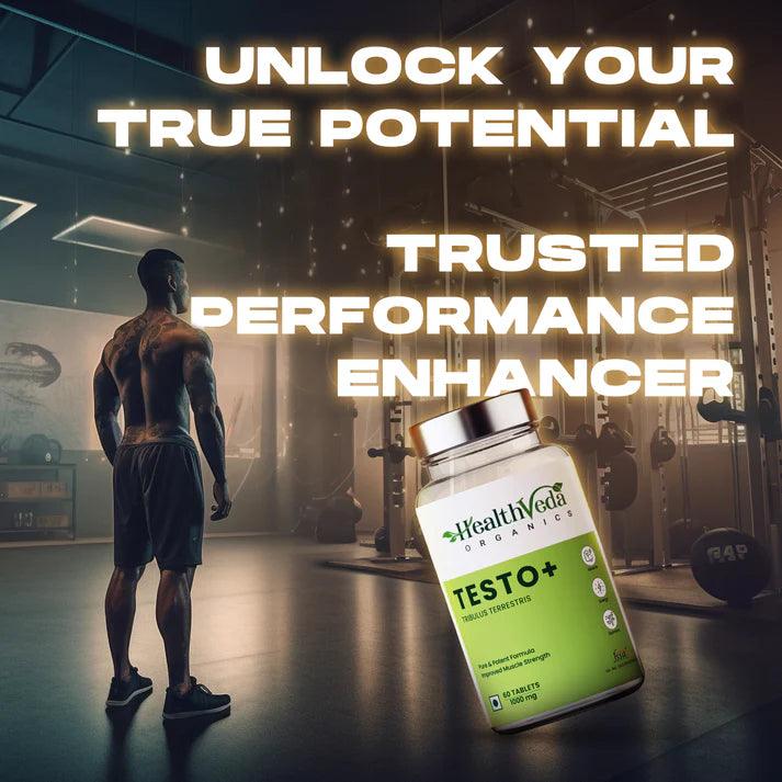 Health Veda Organics Testo+ with Tribulus & Ashwagandha for Metabolic Strength - 60 Veg Tablets
