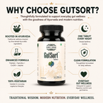 Herbs O’ Shrubs GutSort | Ayurvedic Gut Health Tablets | Digestive Enzymes With Triphala, Spirulina, CoQ10, Jaiphal | Supports Good Digestion System , Immunity & Energy | Gut Cleanse Detox Supplement, 30 Tablets
