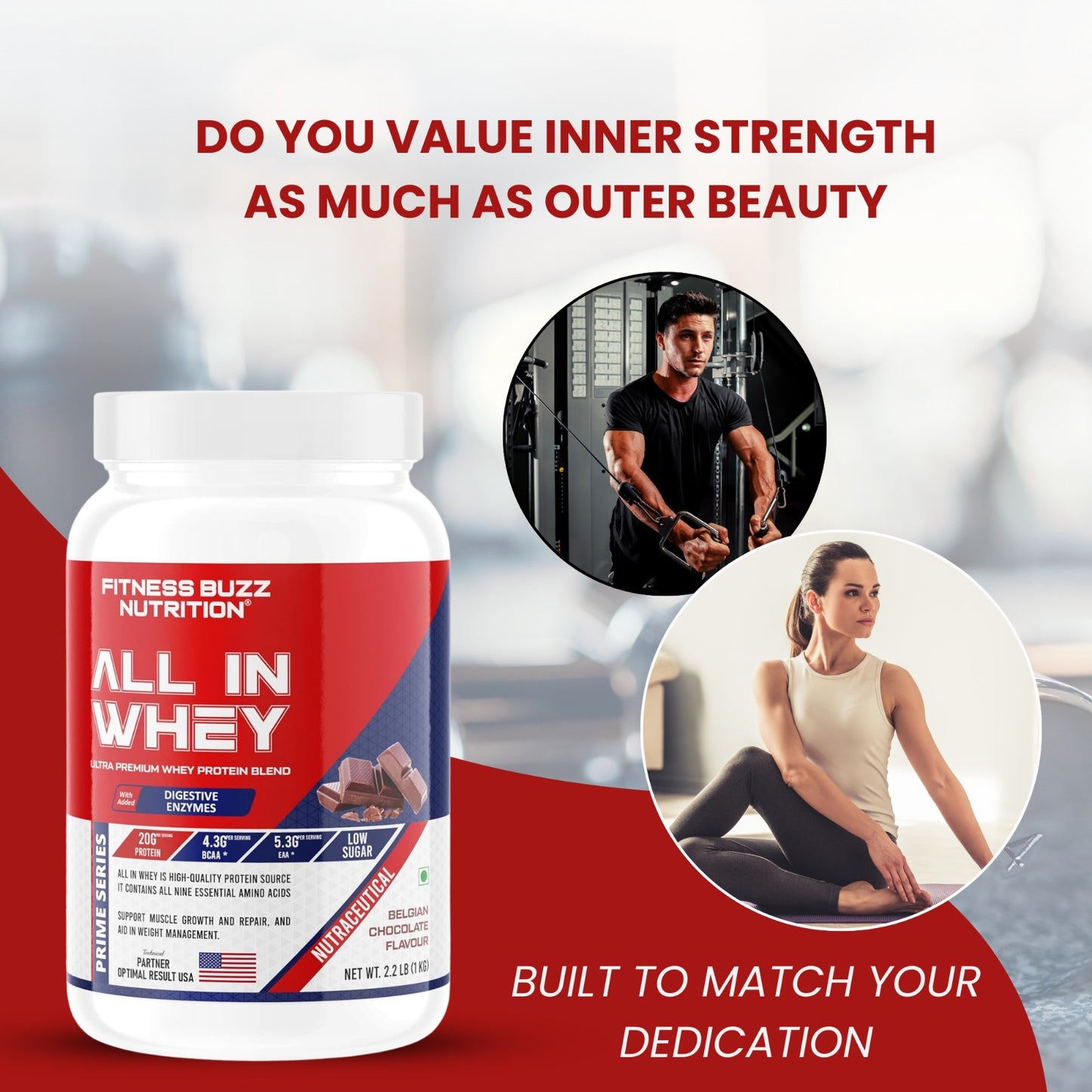 Fitness Buzz Nutrition All in Whey with Added Digestive Enzymes I 20G Protein Per Serving I 4.3 BCAA Per Serving I 5.3G EAA Per Serving I Low Sugar I Nutraceutical I Veg I Malai Kulfi