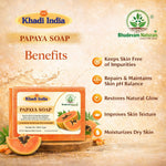Bhudevam Naturals Khadi Handmade Papaya Soap Bar – Exfoliating & Deep Cleansing Bath Soap for Face & Body - 500GM (Pack of 4)