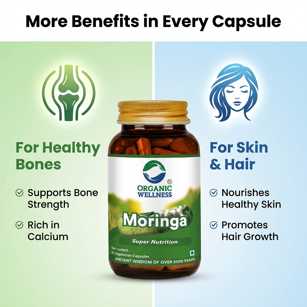 Organic Wellness Moringa Essential Nutrition Capsules  - 90 N Veg Capsules