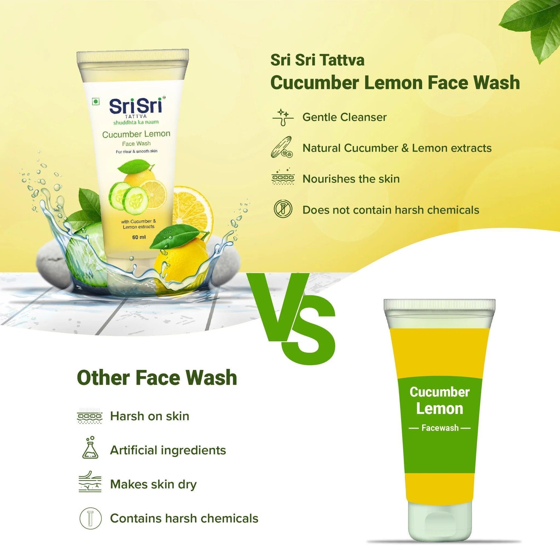 Sri Sri Tattva Cucumber & Lemon Face Wash - Pack of 2