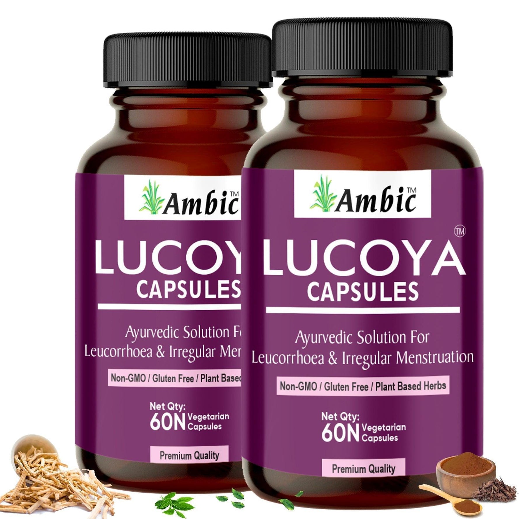 Ambic Lucoya Vegetarian Capsule for Leucorrhoea & Women’s Health (60 Each)