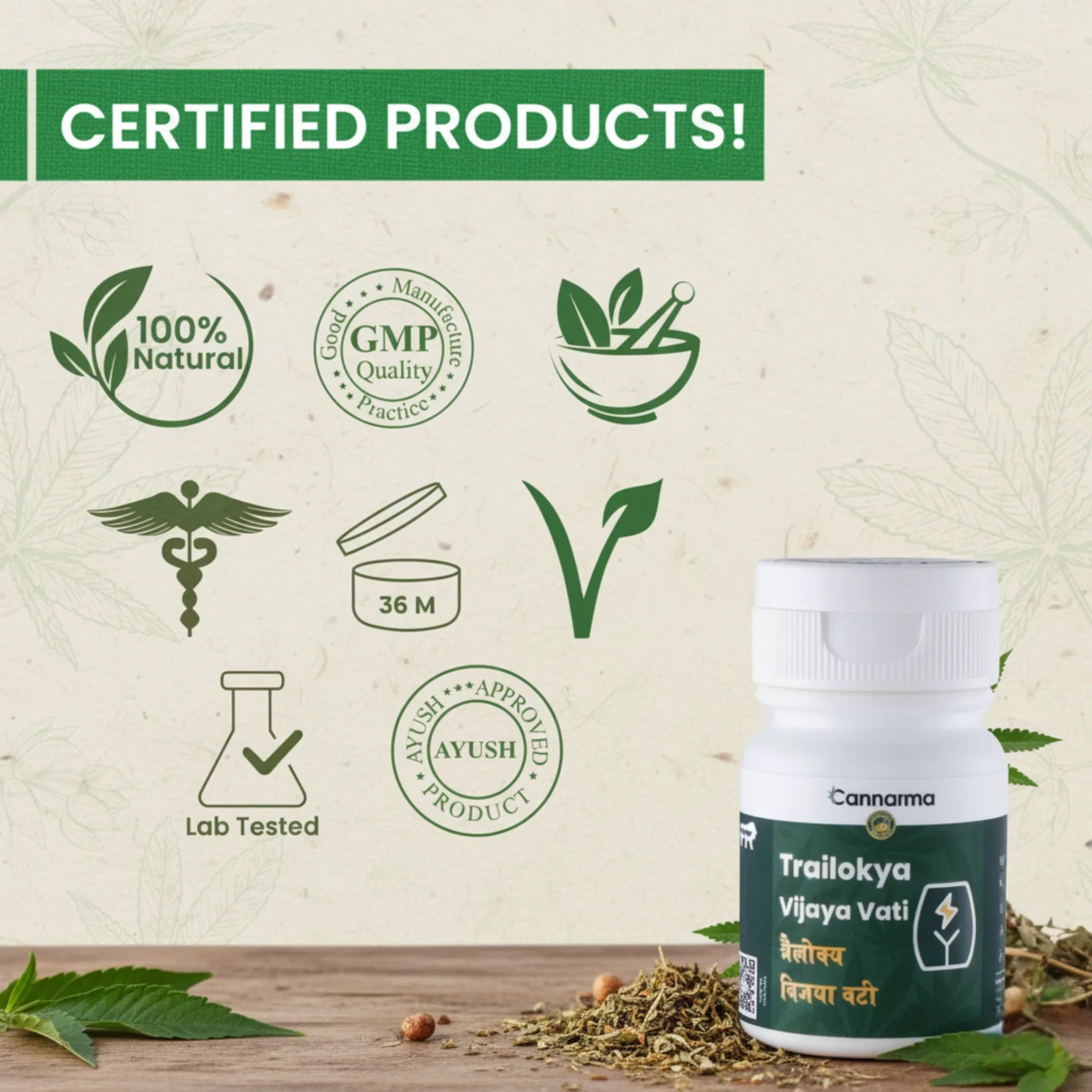 Cannarma Trailokya Vijaya Vati - 30 Tablets - 500mg