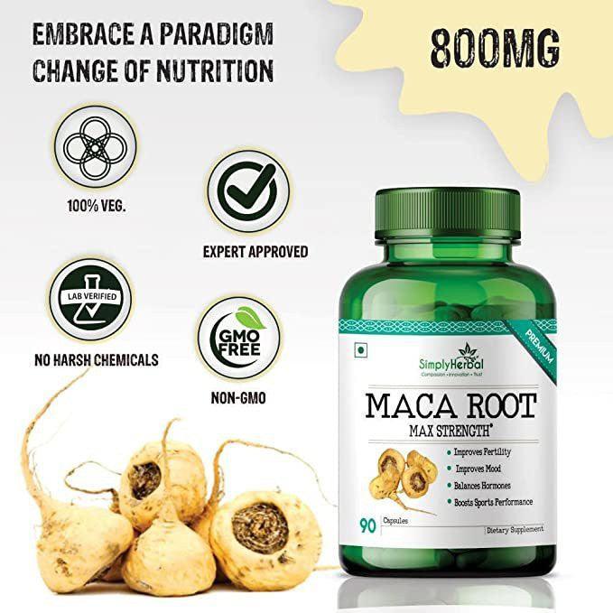 Simply Herbal Maca Root Capsules - 800mg 90 Capsules (Pack of 2)