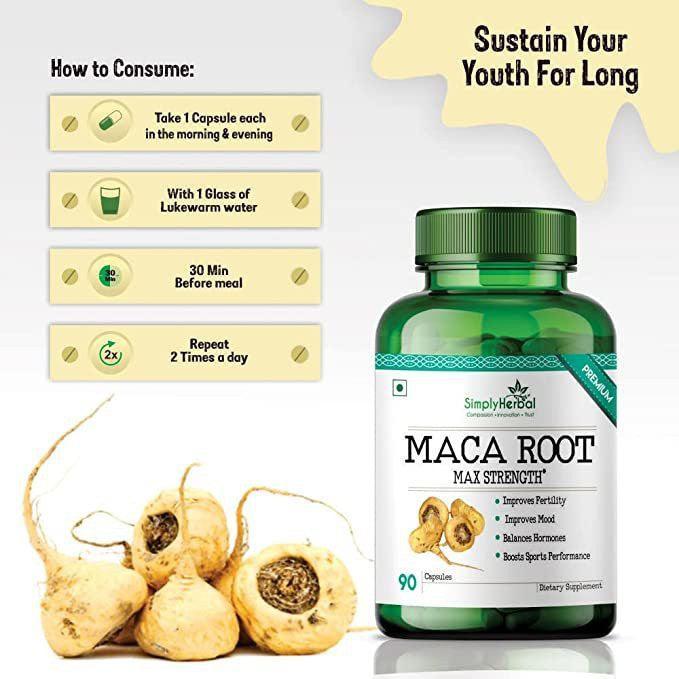 Simply Herbal Maca Root Capsules - 800mg 90 Capsules (Pack of 2)