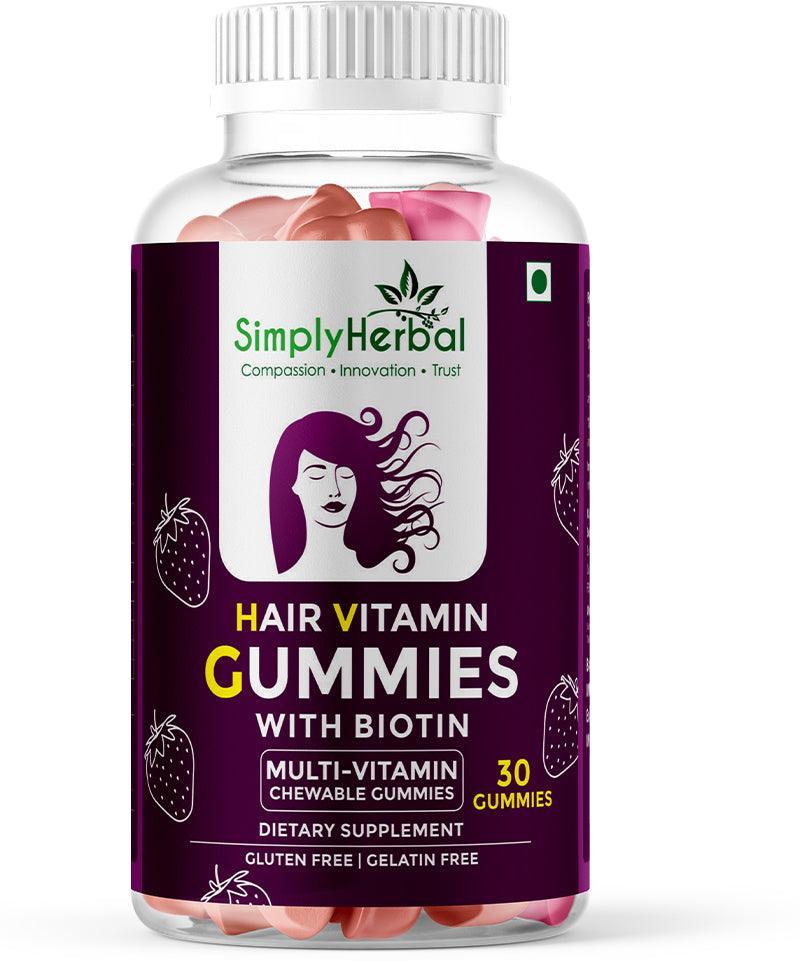 Simply Herbal Hair Vitamin Gummies with Biotin - 30 Gummies