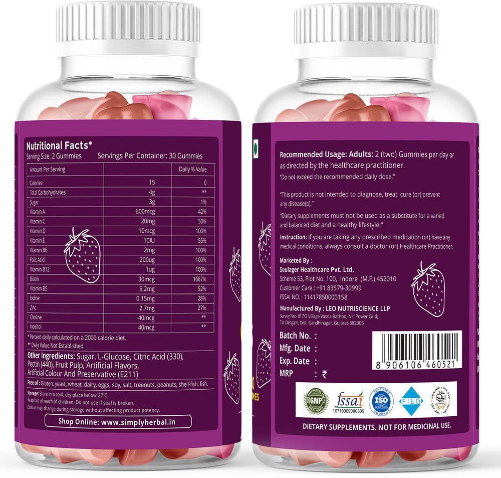 Simply Herbal Hair Vitamin Gummies with Biotin - 30 Gummies