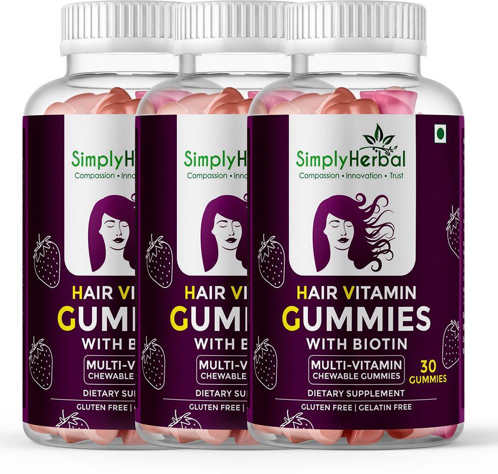 Simply Herbal Hair Vitamin Gummies with Biotin - 30 Gummies