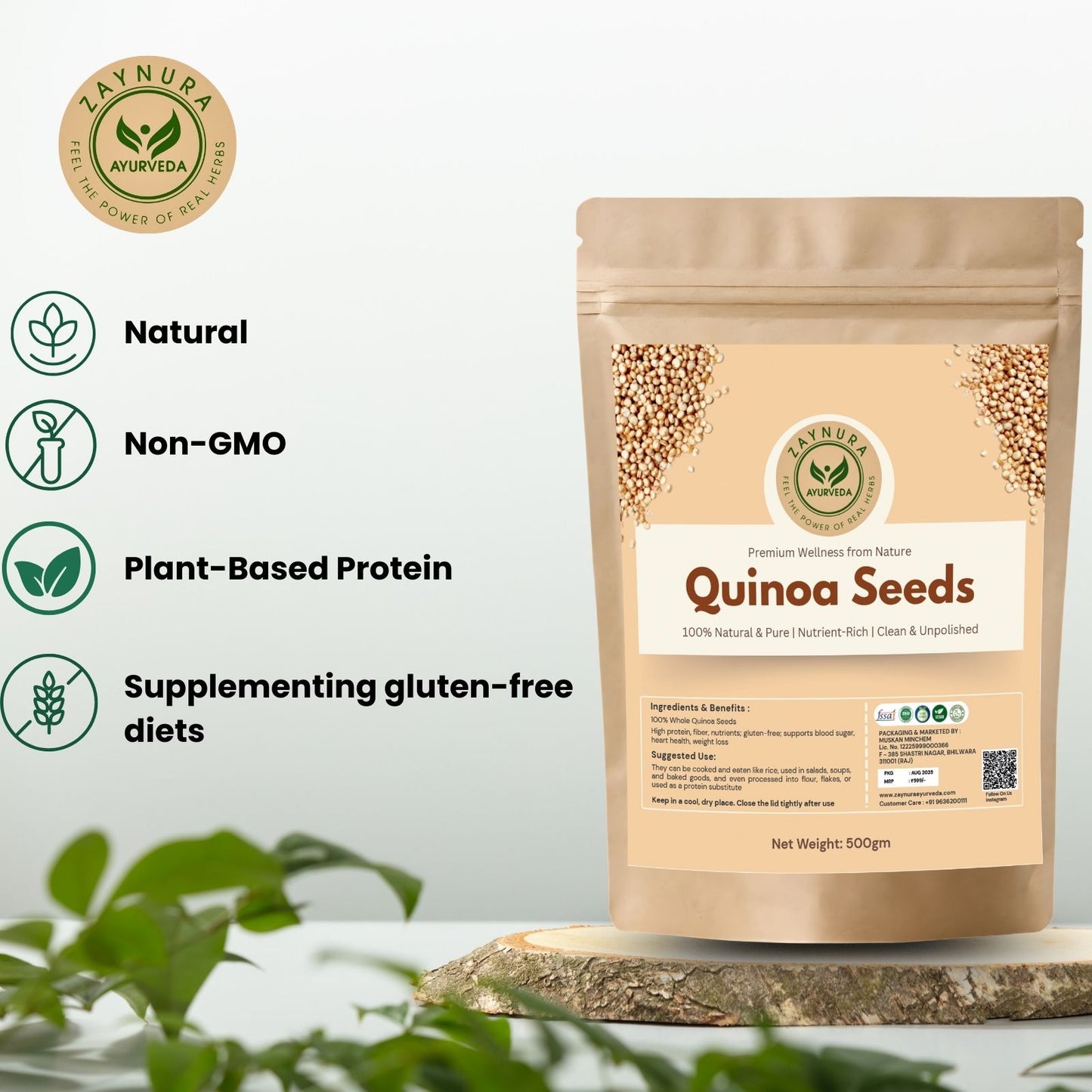 Zaynura Ayurveda Quinoa Seeds - 500gm