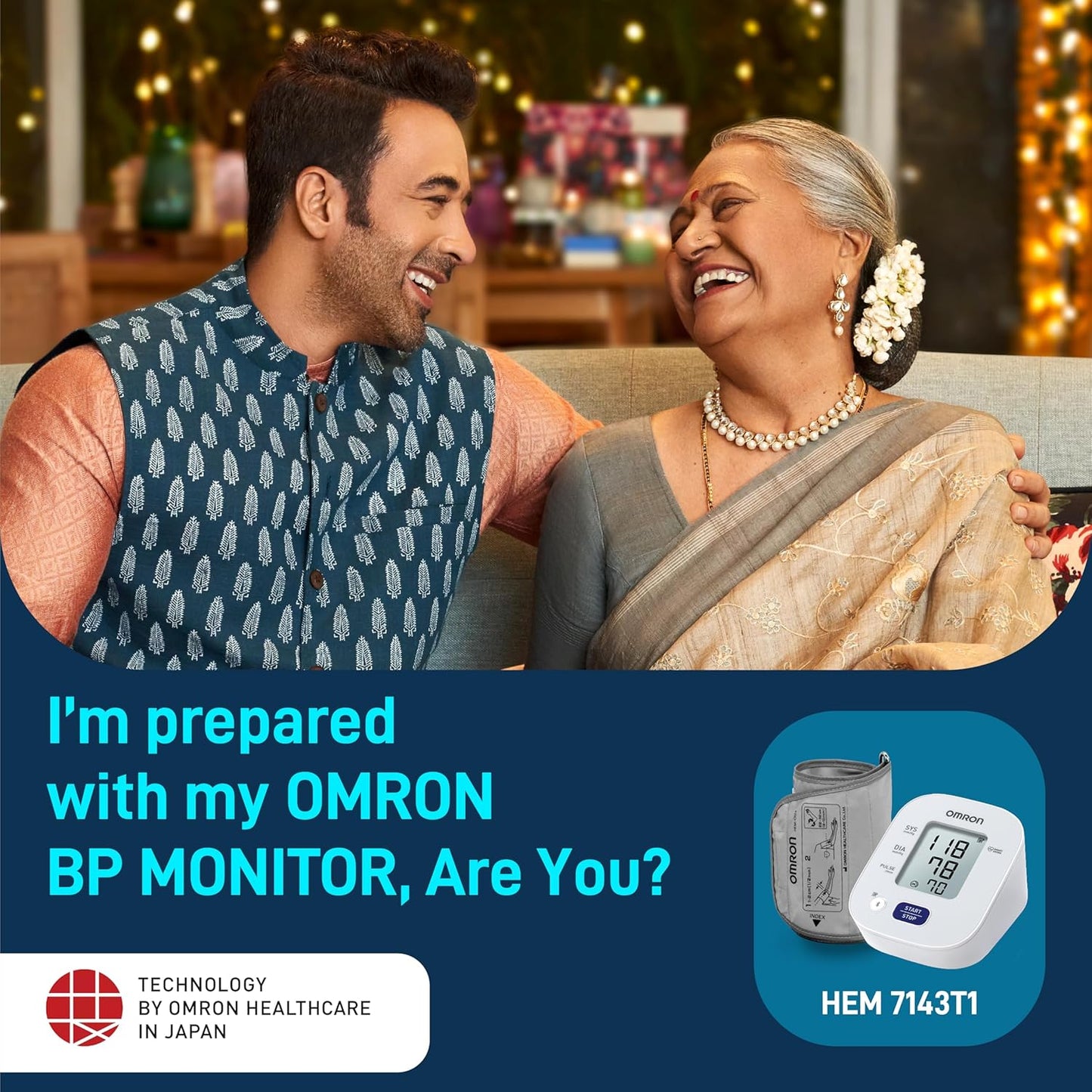 Omron HEM 7143T1 Automatic Blood Pressure Monitor Digital Bluetooth with Cuff Wrapping Guide & Intellisense Technology For Most Accurate Measurement