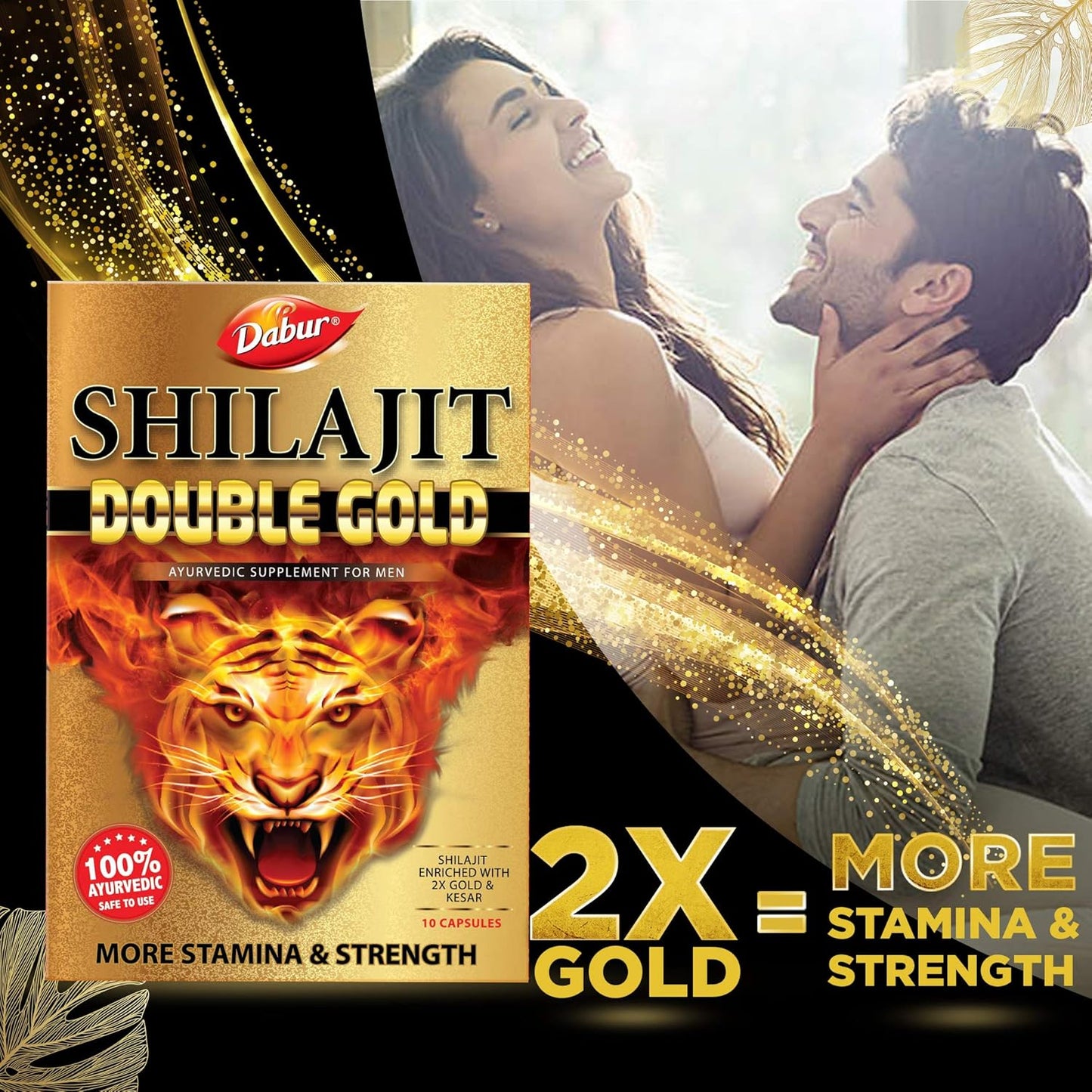 Dabur Shilajit Double Gold Capsules For Men | For Immunity, Strength & Stamina - 10 Capsules