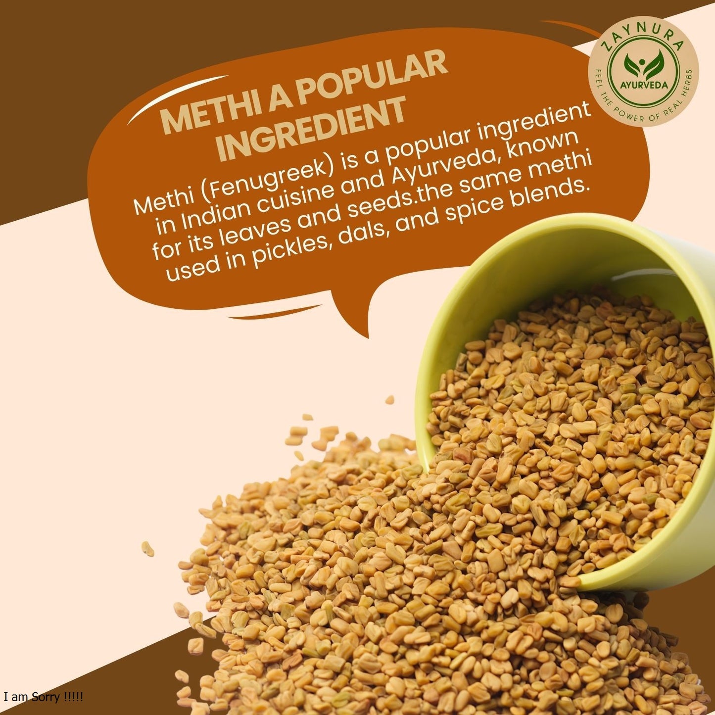Zaynura Ayurveda Methi (Fenugreek) Seeds