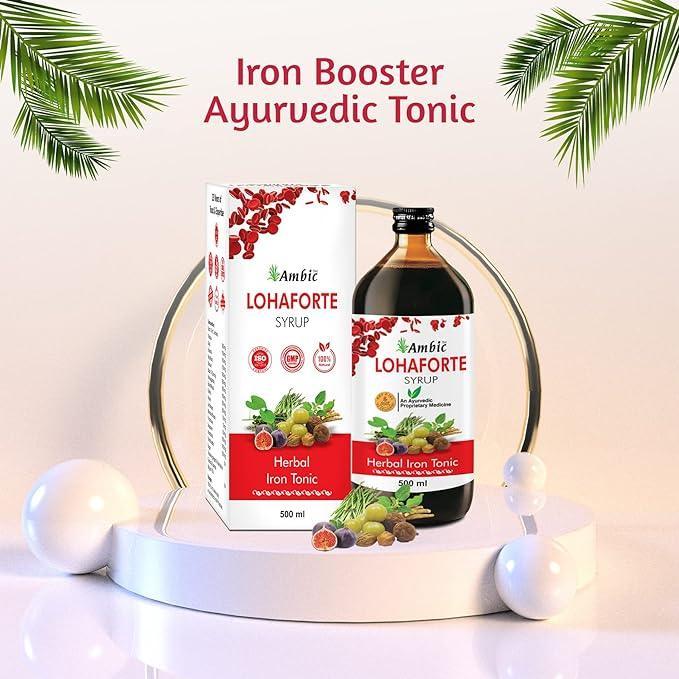 Ambic Lohaforte Syrup - Herbal Iron Tonic (500ml Each)