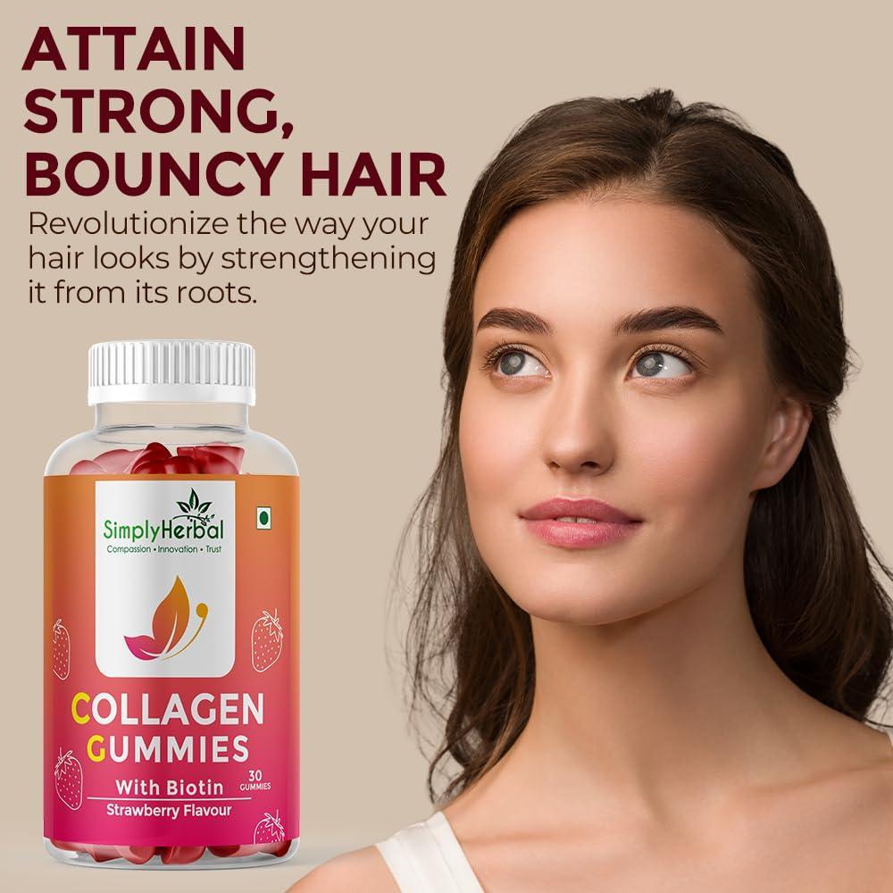 Simply Herbal Collagen Gummies with Biotin Strawberry - 30 Gummies