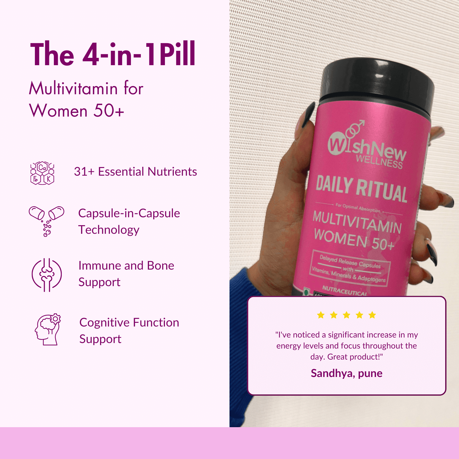 Wishnew Wellness Daily Ritual Multivitamin Women 50+ Capsule - 60 Capsules