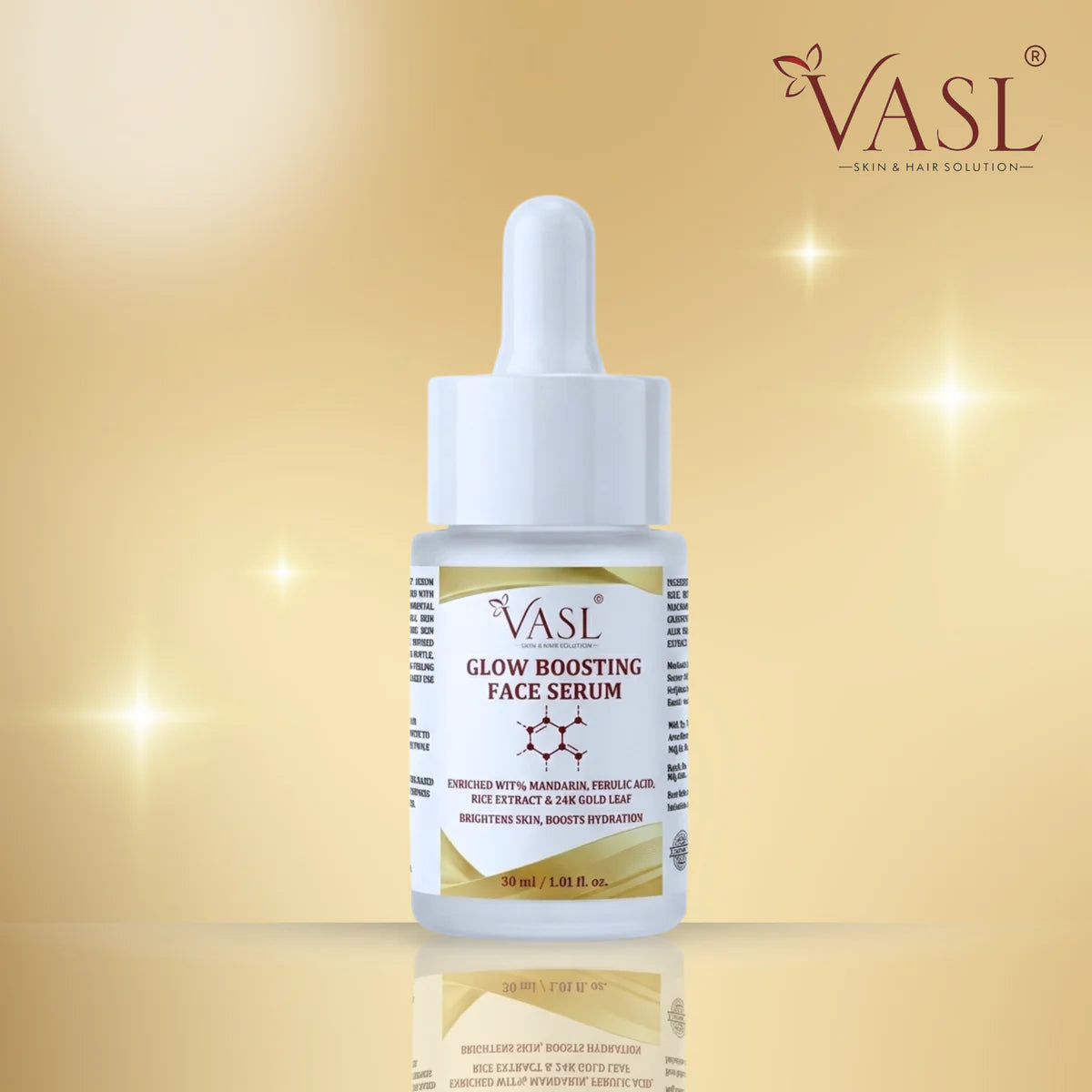 VASL Glow Boosting Face Serum - Brightening Mandarin & Ferulic Acid, 30ml