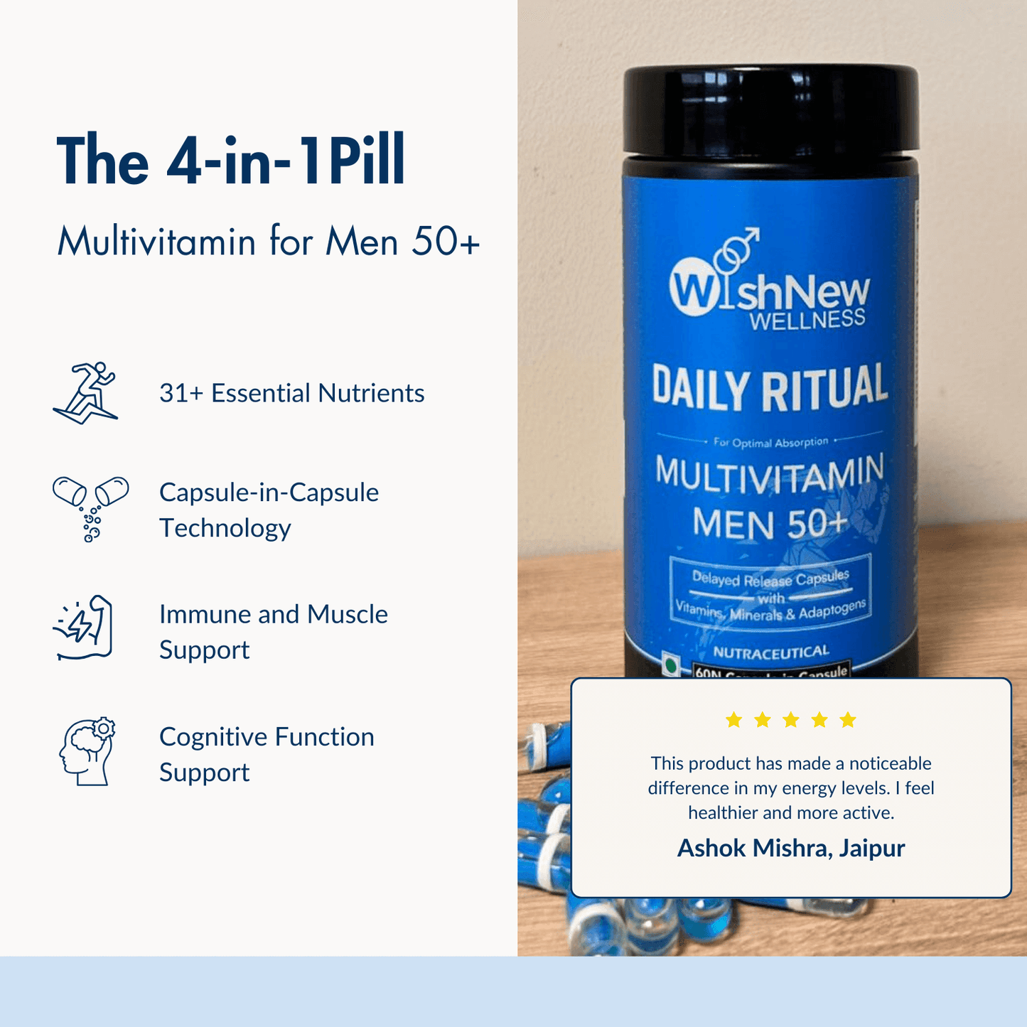 Wishnew Wellness Daily Ritual Multivitamin Men 50+ Capsule - 60 Veg Capsules