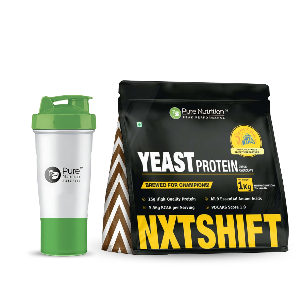 Pure Nutrition CSK Limited Edition Yeast Protein Powder Chocolate Flavour – 1 kg With Free Shaker