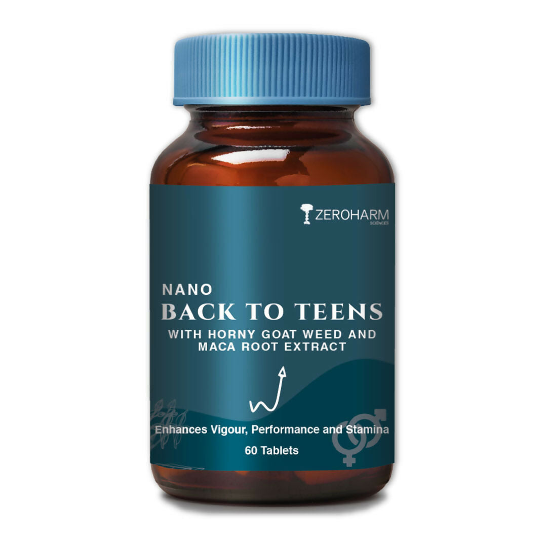 ZEROHARM Back to Teens Supplement with Maca Root, Horny Goat Weed, Safed Musli - For Stamina, Energy & Performace - 60 Tablets