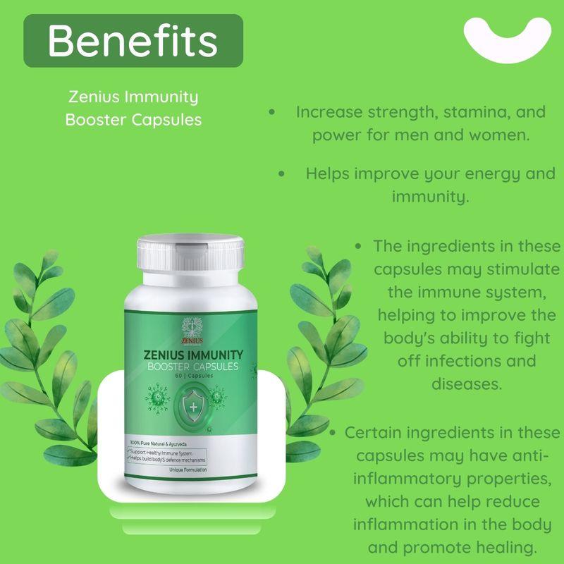 Zenius Immunity Booster Capsules - Immunity Booster Capsules for Immunity, Energy, and Bone Strength - 60 Capsules