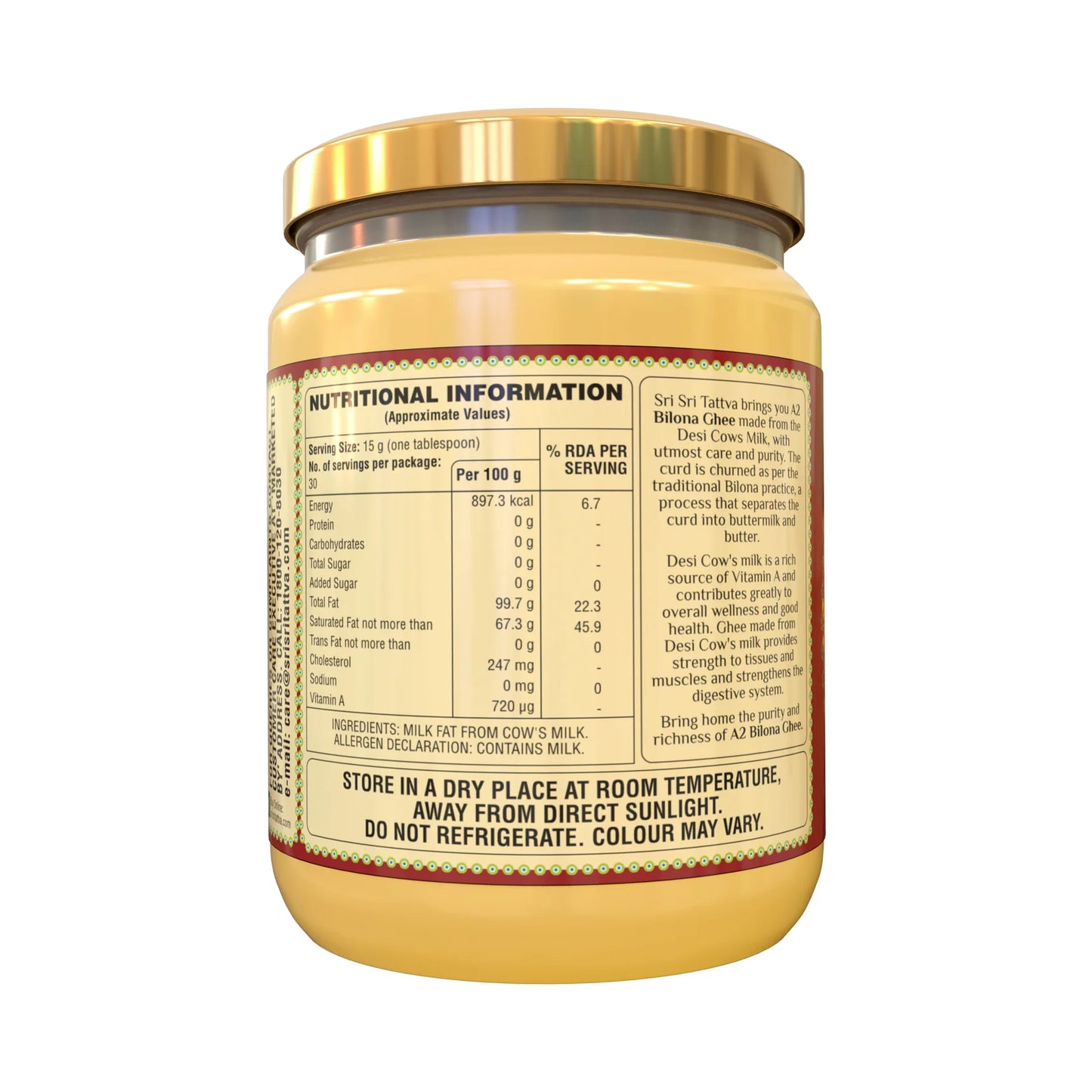 Sri Sri Tattva A2 Bilona Ghee, 500 ml