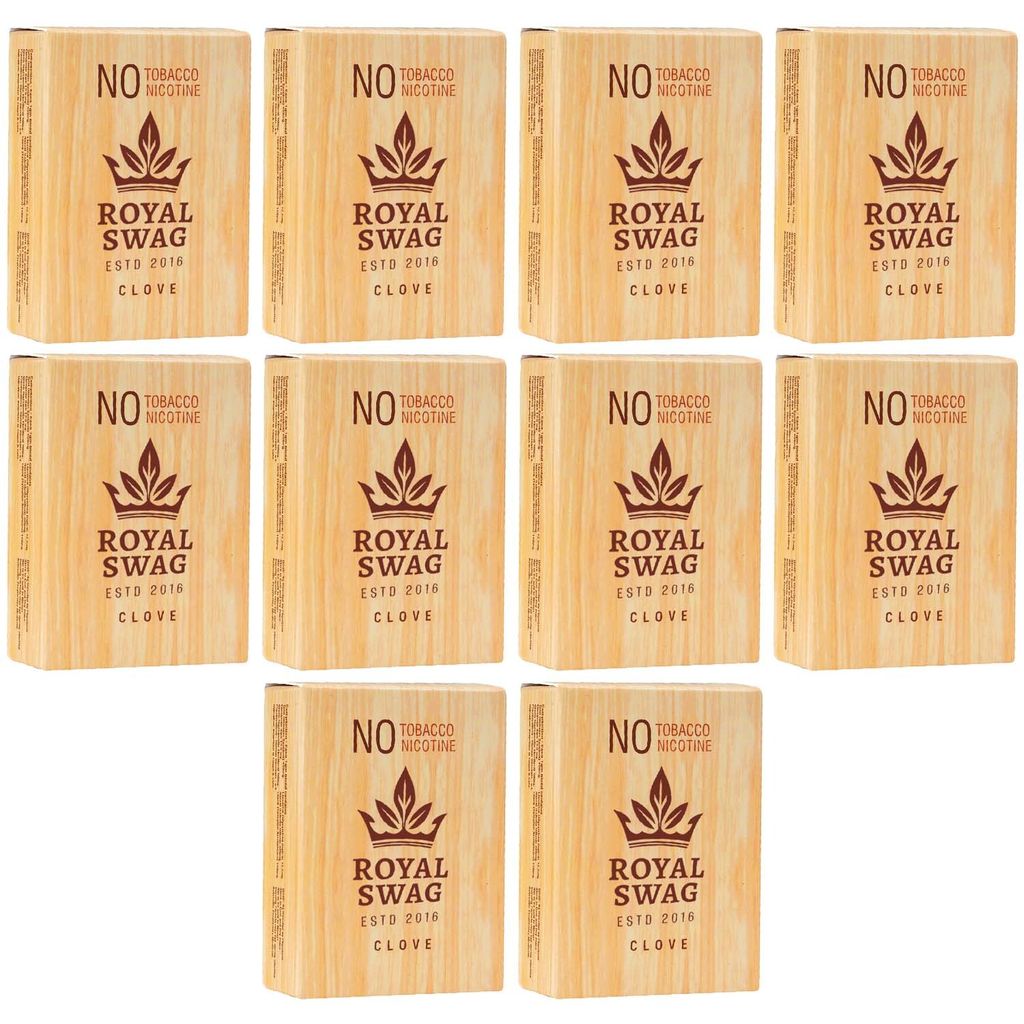 Royal Swag King Size Herbal Cigarettes Clove Flavour - Tobacco Free (200 Sticks - Pack of 10)