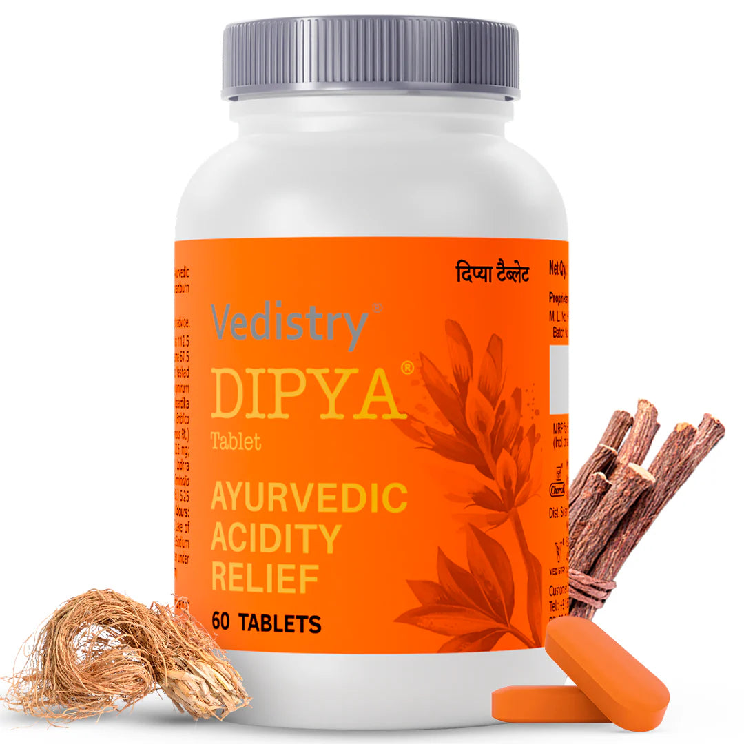 Vedistry Dipya Acidity Relief Tablets 60s - Ayurvedic Antacid for Reflux & Gas - 30 day pack