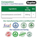 Suplee Plant Based Omega 3 Algae Oil 1000mg with 500mg DHA | 60 Capsules