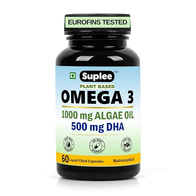 Suplee Plant Based Omega 3 Algae Oil 1000mg with 500mg DHA | 60 Capsules