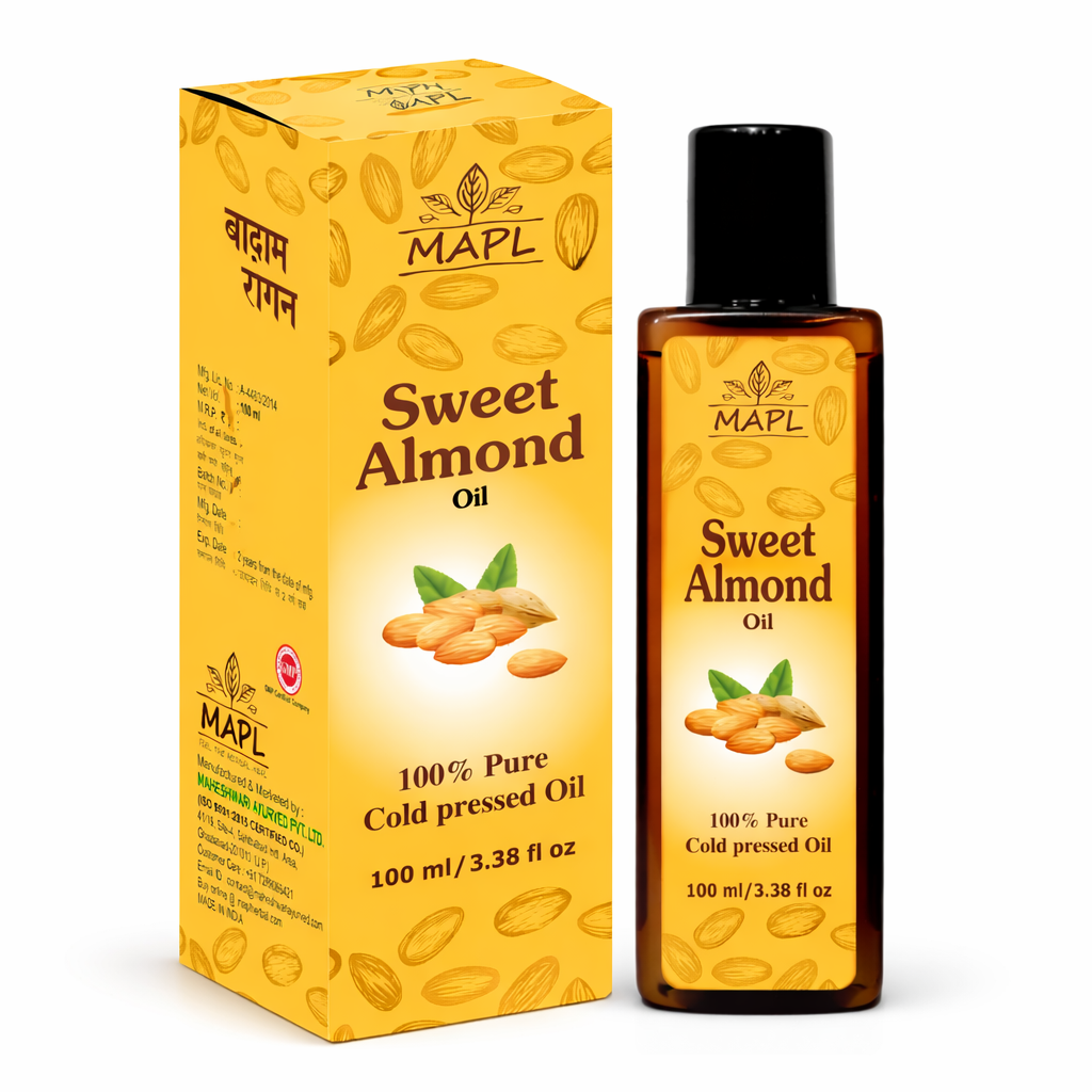 MAPL Sweet Almond Oil | 100% Cold-Pressed Ayurvedic Oil for Hair, Skin & Family Wellness | Nourishes, Moisturizes & Strengthens | 100 ml