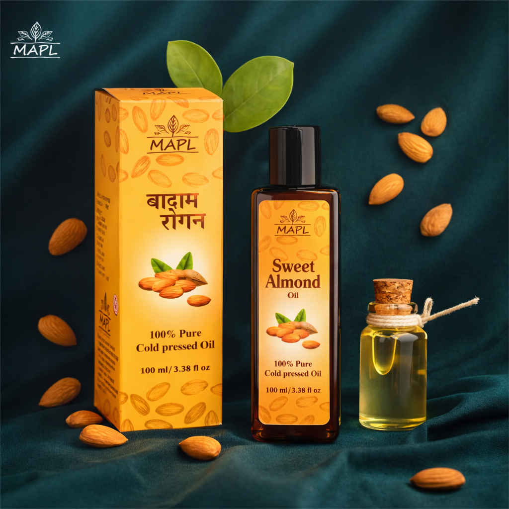 MAPL Sweet Almond Oil | 100% Cold-Pressed Ayurvedic Oil for Hair, Skin & Family Wellness | Nourishes, Moisturizes & Strengthens | 100 ml