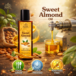 MAPL Sweet Almond Oil | 100% Cold-Pressed Ayurvedic Oil for Hair, Skin & Family Wellness | Nourishes, Moisturizes & Strengthens | 100 ml