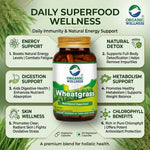 Organic Wellness Wheat Grass Capsules -  90 Capsules Bottle