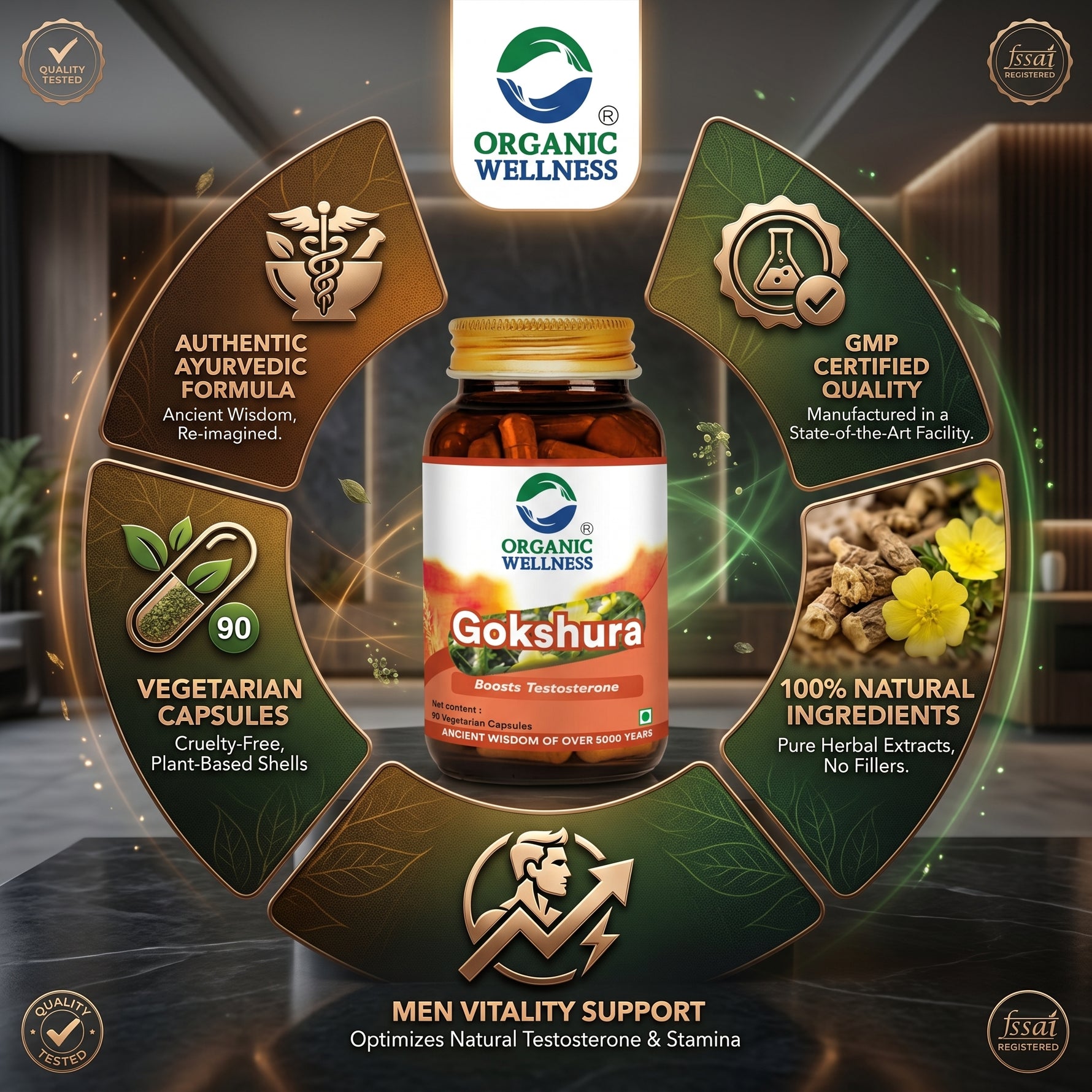 Organic Wellness Gokhshura Capsules -  90 Vegetarian Capsules