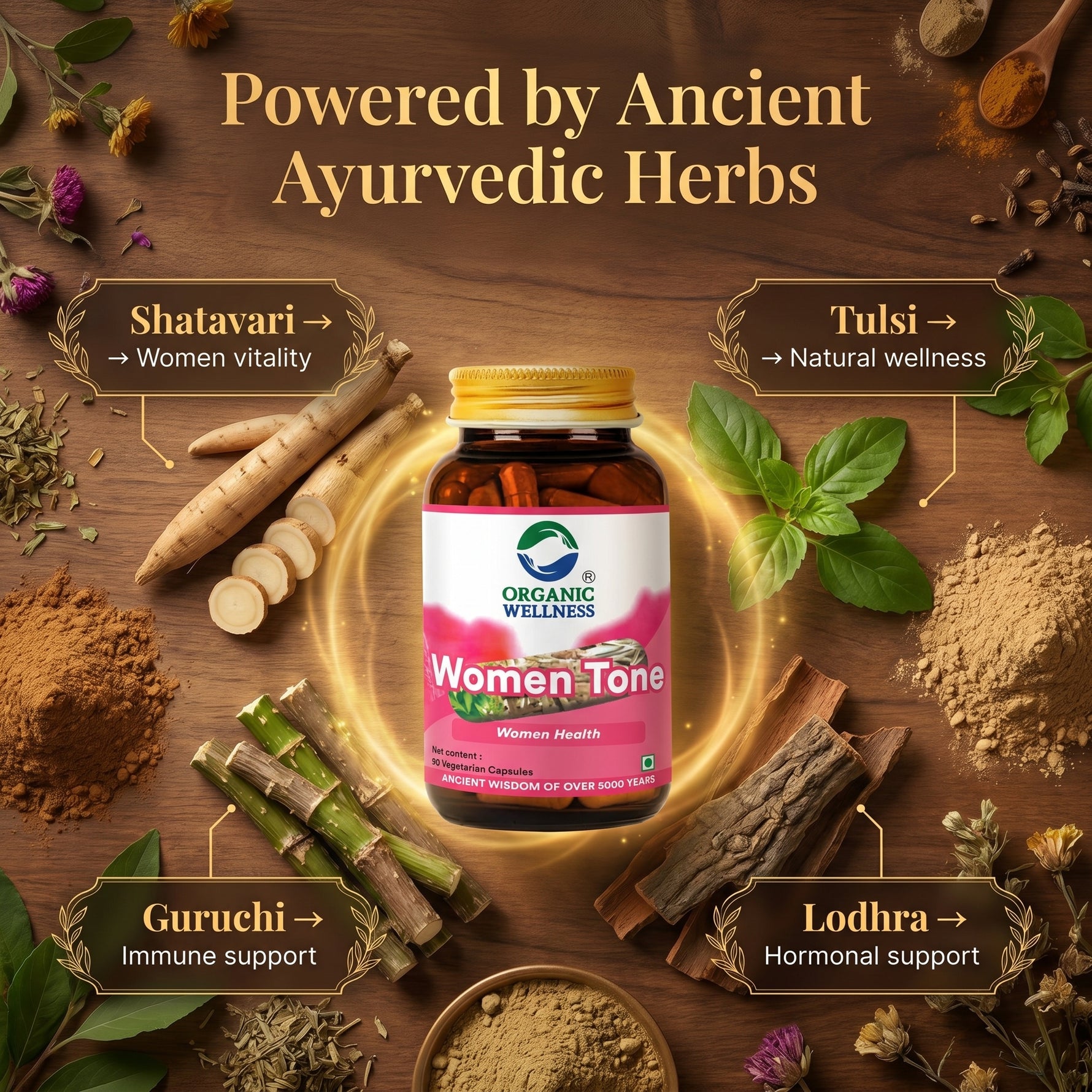 Organic Wellness Women-Tone Capsules -  90 Capsules