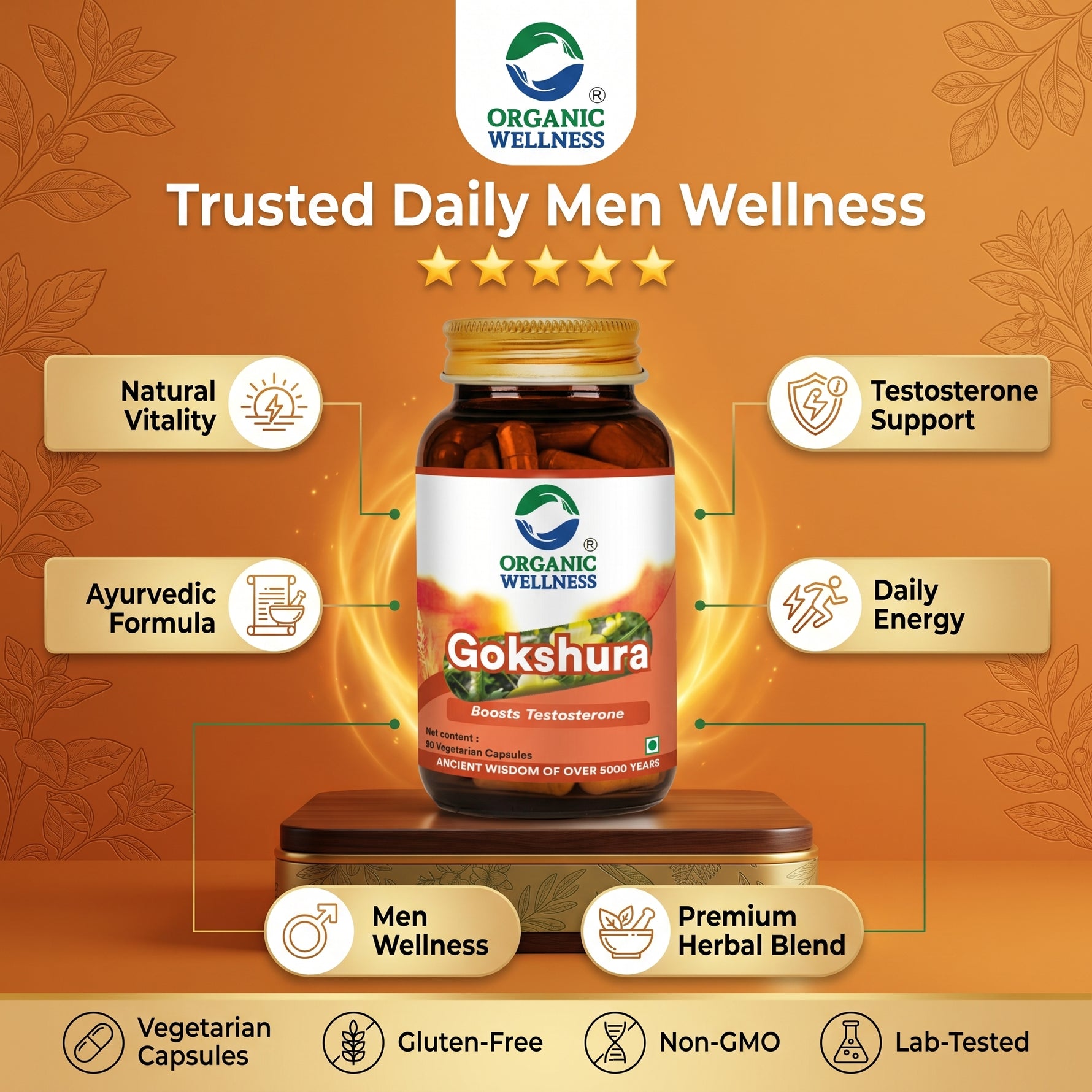 Organic Wellness Gokhshura Capsules -  90 Vegetarian Capsules